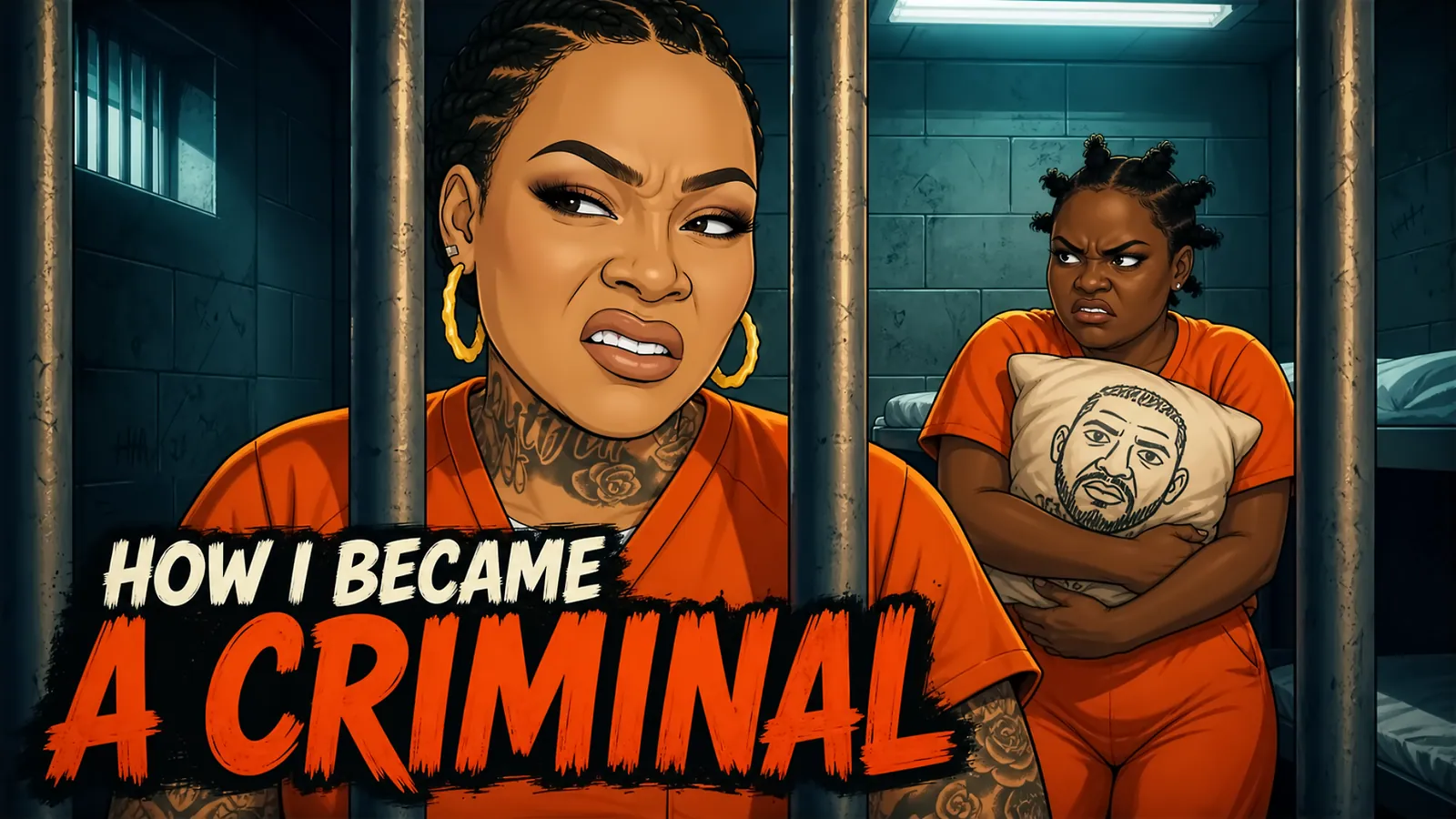 How I Became a Criminal official key art featuring Cece in a jail cell